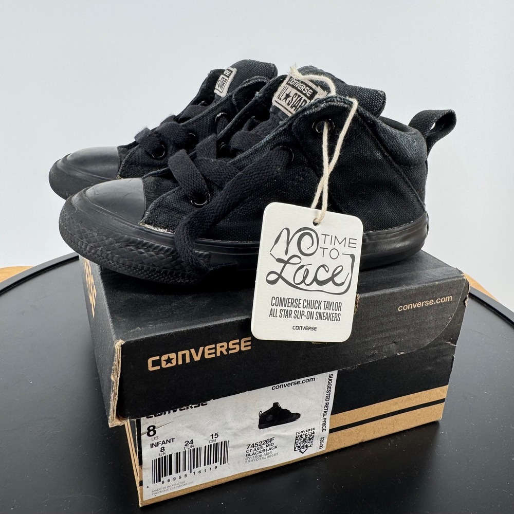 Converse Chuck Taylor All Star Axel Mid Black Infant Shoes 745226F Size 8 Infant